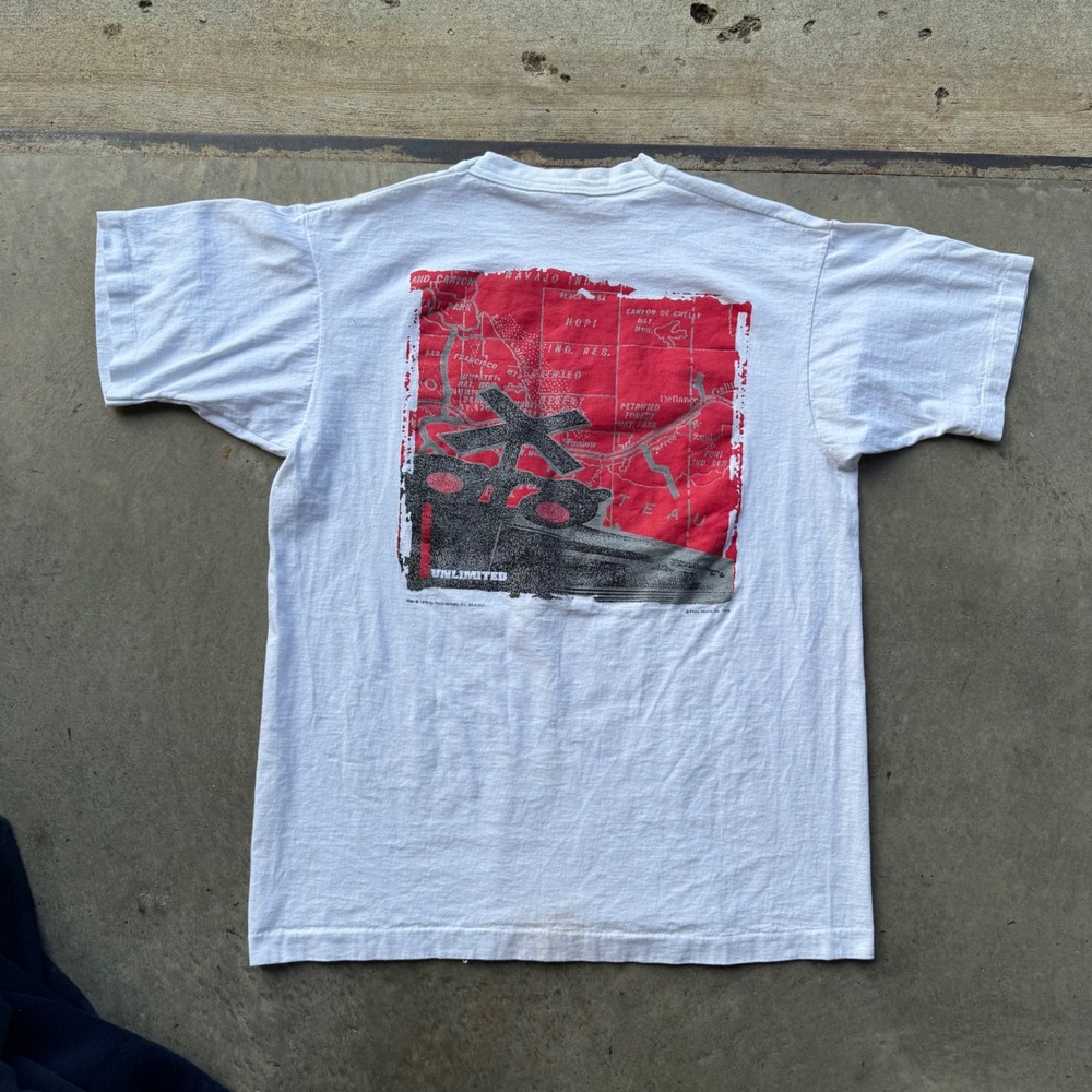 Vintage 1995 Marlboro Unlimited Pocket T-Shirt White Map Graphic USA Made OSFM